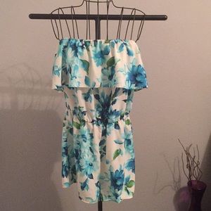 Strapless Floral Romper